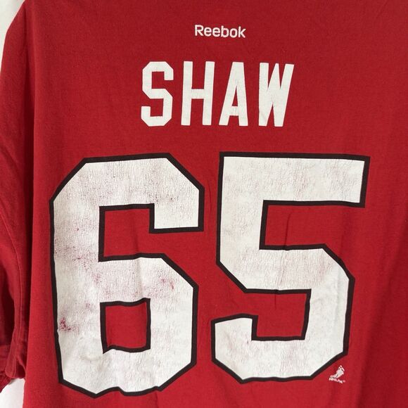 Chicago Blackhawks Shaw NHL Shirt Men's 2XL Red Short Sleeve Crew Neck Reebok - Picture 7 of 7